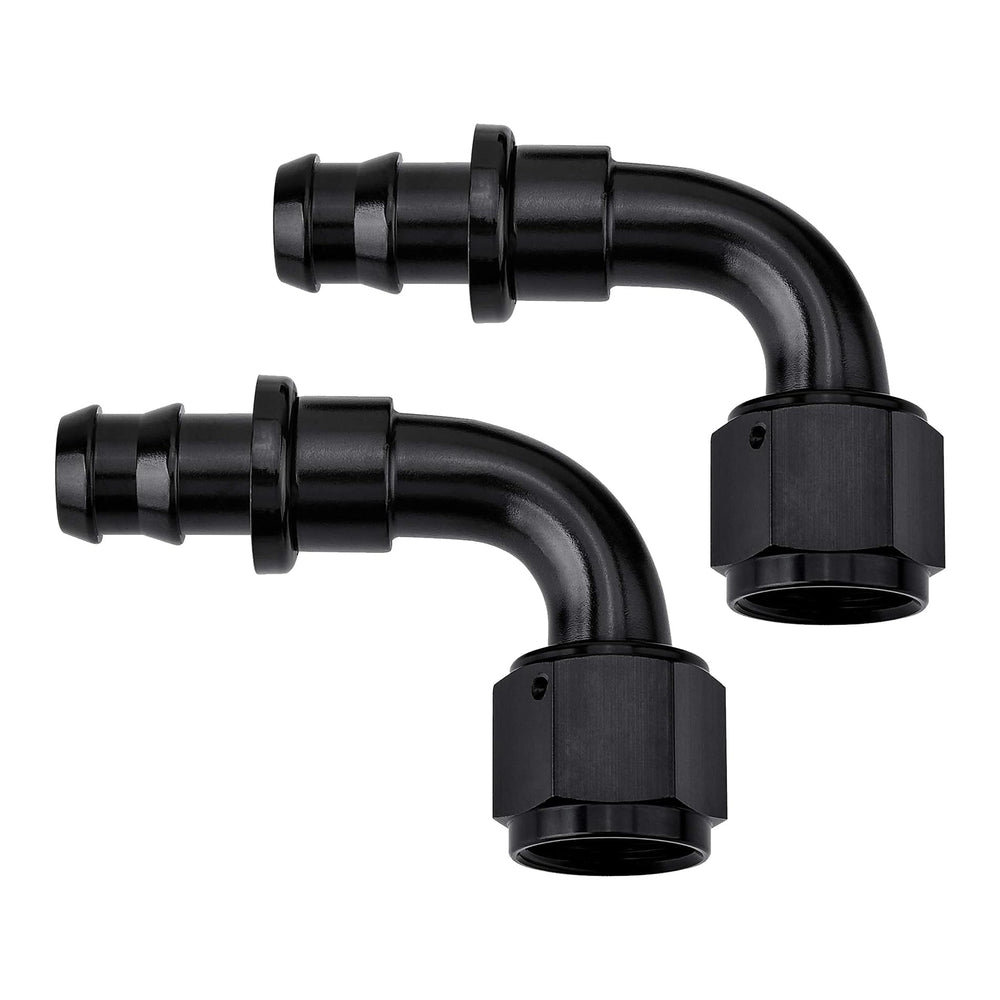 EVIL ENERGY 12AN 90-degree push-lock end in black for secure fuel connections