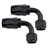 EVIL ENERGY 12AN hose end fitting 90° swivel for black braided hose, easy installation.