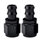 EVIL ENERGY 12AN straight push-lock hose fitting end in black, front view shows compact aluminum body.