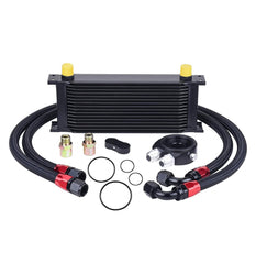 EVIL ENERGY 16-row oil cooler kit front view showing compact universal design