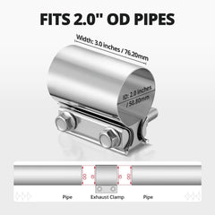 EVIL ENERGY 2-0-inch exhaust clamp installed on pipe maintaining even clamping force.