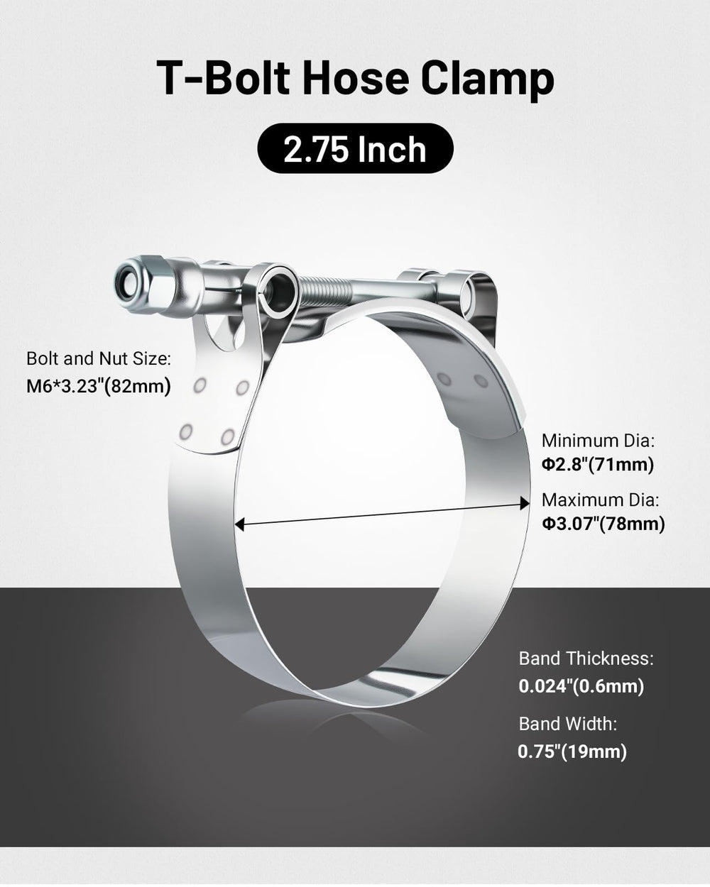 EVIL ENERGY 304 stainless steel T-bolt clamp on hose demonstrates corrosion resistance for harsh environments.