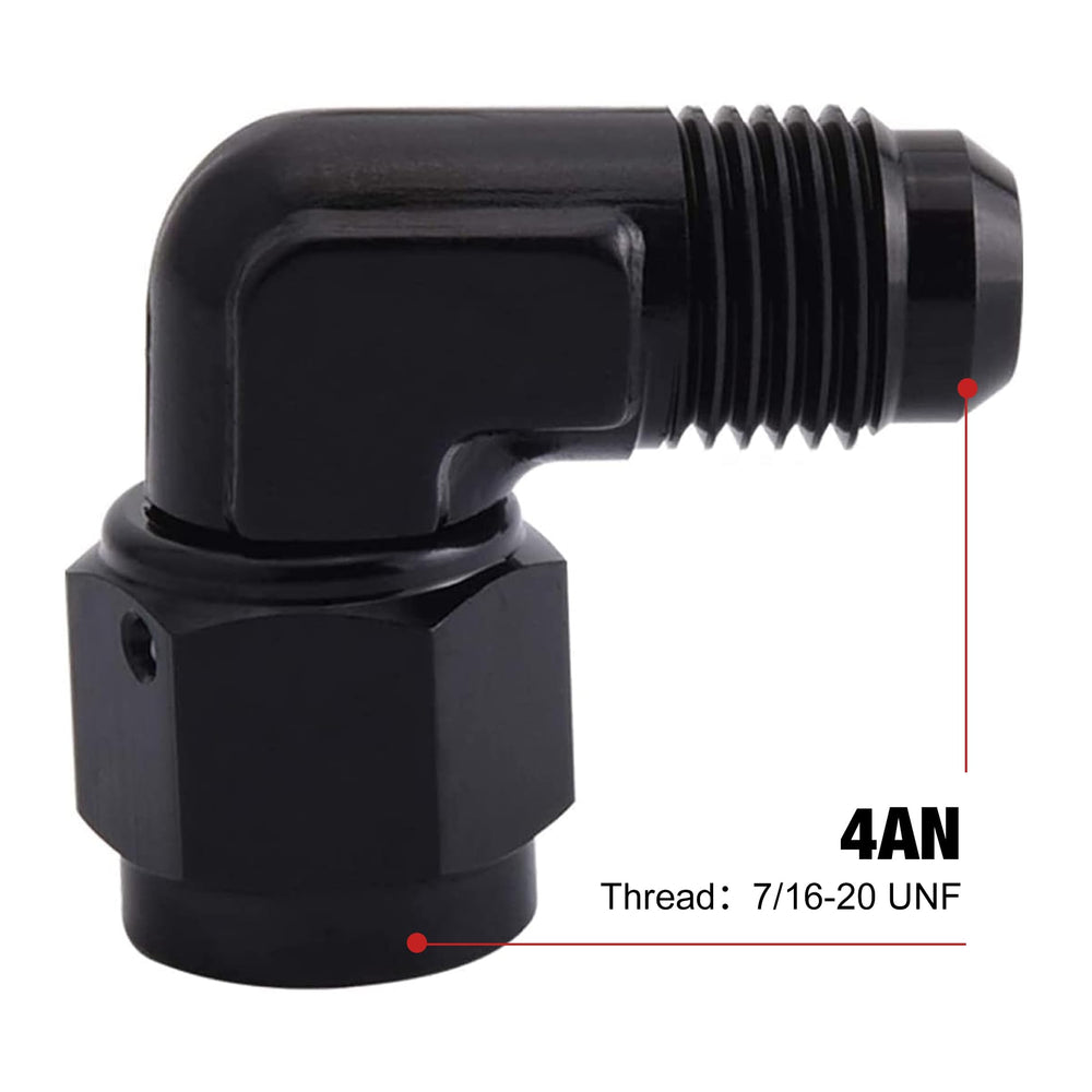 EVIL ENERGY 4AN flare swivel fitting black anodized body proves durable aluminum construction.