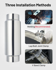 EVIL ENERGY 4-Inch resonator muffler installed under vehicle illustrates a clean fit