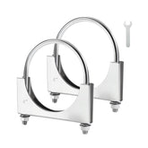 EVIL ENERGY 4-inch U-bolt exhaust clamp securing two pipes for a tight seal