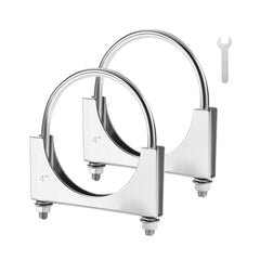 EVIL ENERGY 4-inch U-bolt exhaust clamp securing two pipes for a tight seal