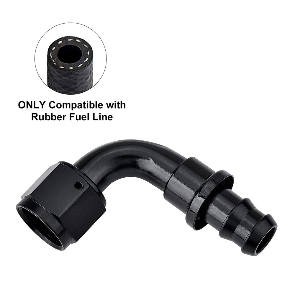 EVIL ENERGY 6AN 90-degree hose end; suitable for rubber fuel lines.