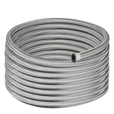 EVIL ENERGY 6AN braided fuel line silver close-up showing high-pressure resilience for performance setups