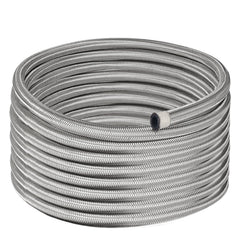 EVIL ENERGY 6AN braided fuel line silver close-up showing high-pressure resilience for performance setups