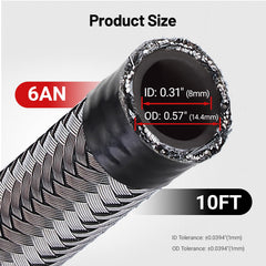 EVIL ENERGY 6AN braided fuel line inner CPE layer close-up, flexible seal for steady flow