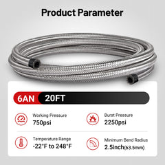 Nylon outer braid on EVIL ENERGY 6AN hose offers abrasion resistance in engine bays.