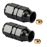 EVIL ENERGY 6AN female flare to 38 inch compression hardline fitting closeup with precise seal for fuel lines.