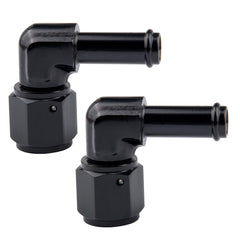 EVIL ENERGY 6AN female to 3/8 barb hose fitting shown, durable aluminum for secure connections.