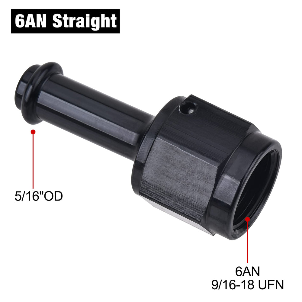 EVIL ENERGY 6AN to 5/16 barb straight swivel fitting enables quick, tool-free installation.