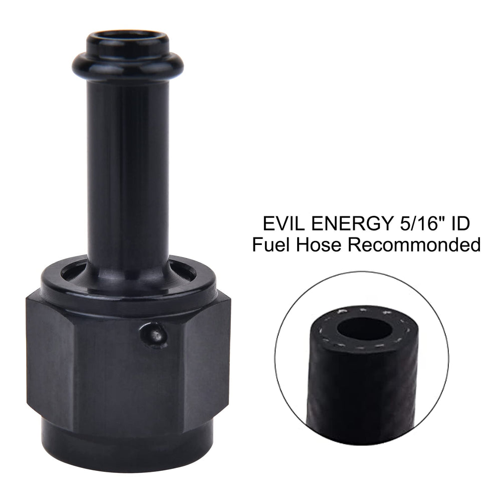 EVIL ENERGY aluminum 6061-T6 6AN to 5/16 barb straight swivel for durable performance.