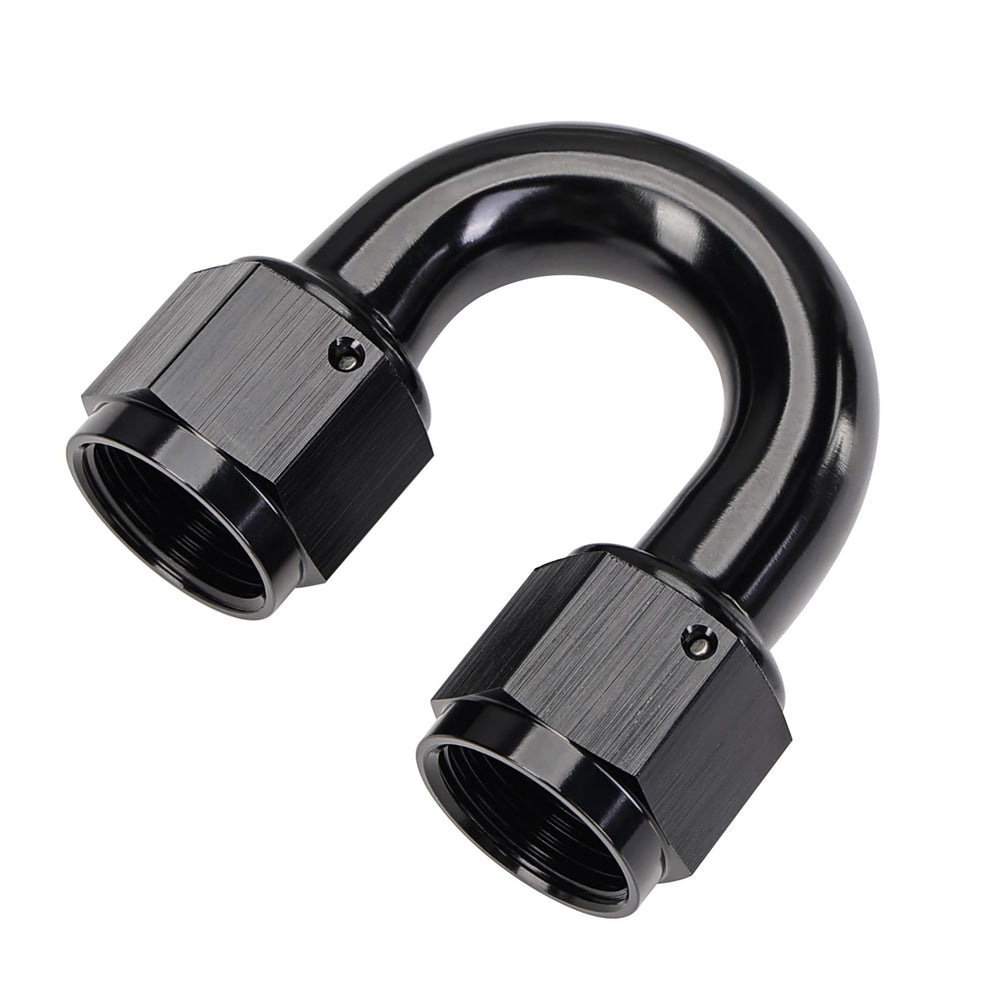 EVIL ENERGY 6AN swivel coupler shown in black aluminum for easier 180-degree routing.