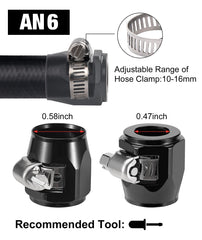 EVIL ENERGY 6AN hose finisher clamp side view showing installation compatibility.