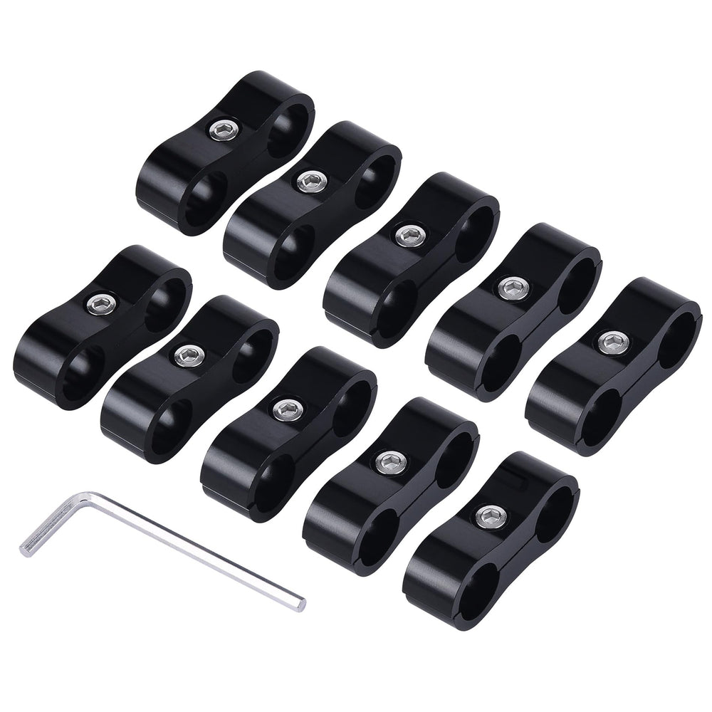 EVIL ENERGY 6AN hose separator clamp aluminum black assembly keeps fuel lines organized.