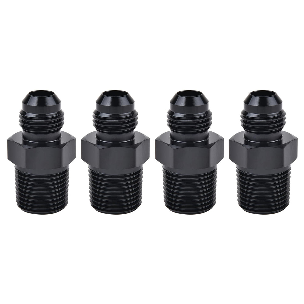 EVIL ENERGY 6AN flare to 3/8 NPT adapter, straight aluminum, secure fuel line connections.