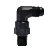 EVIL ENERGY 6AN to 1/4 NPT 90° swivel fitting front view for flexible fuel line routing