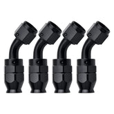 EVIL ENERGY 6AN PTFE fitting 45-degree black for secure high-pressure hose connections.