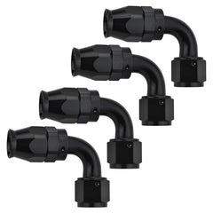 EVIL ENERGY 6AN PTFE hose end fitting 90-degree black for secure fuel line connections.