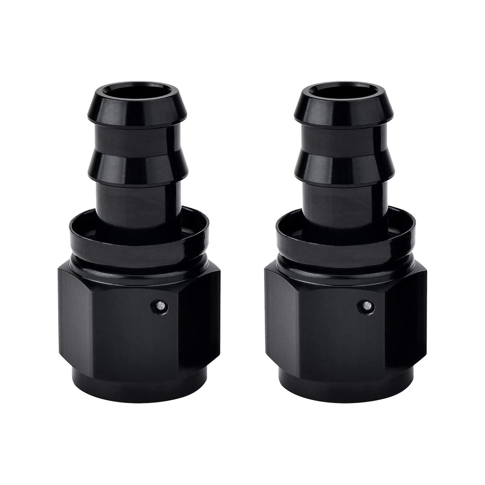 EVIL ENERGY 6AN straight push-lock end with black finish for rubber fuel lines, 2 pieces.