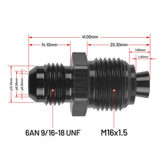 EVIL ENERGY 6AN to M16x1.5 adapter side connection reveals compact profile for tight engine bays.