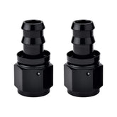 EVIL ENERGY 8AN straight push-lock end in black, two-piece set for secure hose connections.