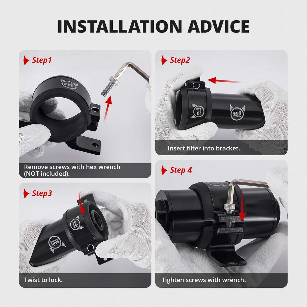 EVIL ENERGY aluminium alloy clamp protects surfaces during installation.