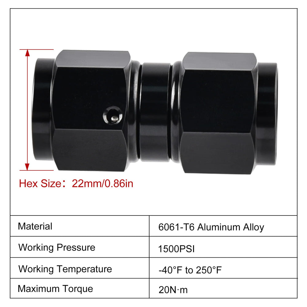 EVIL ENERGY aluminum 6061-T6 black anodized fittings show swivel design.