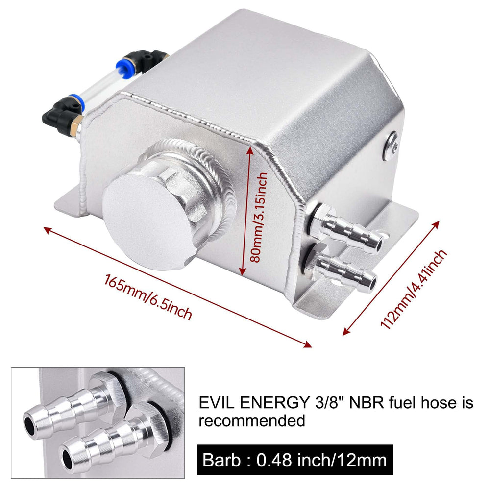 EVIL ENERGY aluminum coolant reservoir universal fit highlights compact, durable construction.