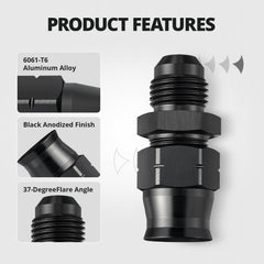 EVIL ENERGY aluminum fitting with brass ferrule for durable seals.