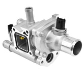 EVIL ENERGY aluminum thermostat housing close-up highlighting precise cooling flow.