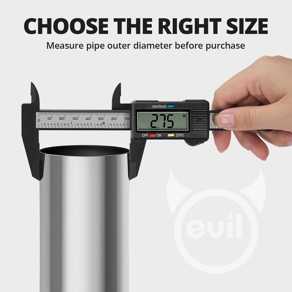 EVIL ENERGY butt joint exhaust connector supports 360-degree seal with no welding.