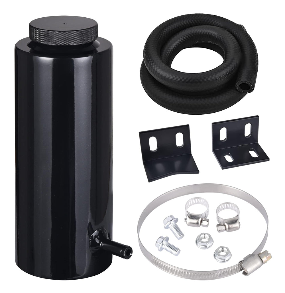 EVIL ENERGY 800ml aluminum coolant overflow tank in black, ideal for universal mounting.