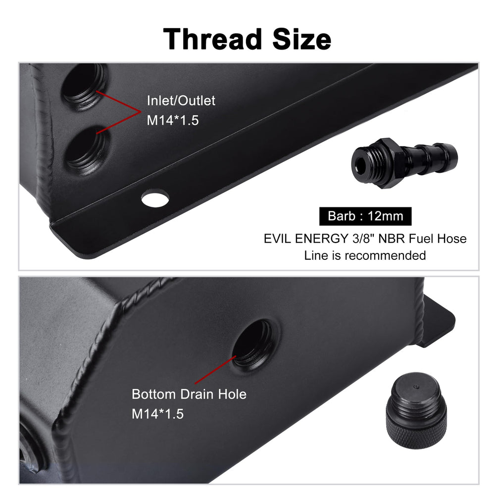 EVIL ENERGY side-port with M14x1.5 for secure connections.