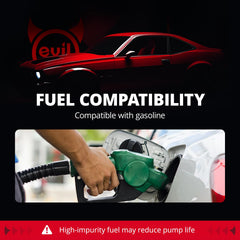 EVIL ENERGY EFI 255LPH pump with regulator-ready setup for adjustable pressure.