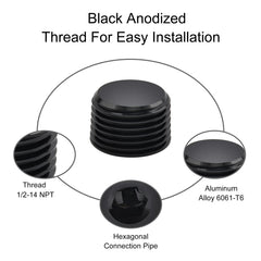 EVIL ENERGY aluminum plug, half-NPT, high-pressure compatibility up to 1500 PSI