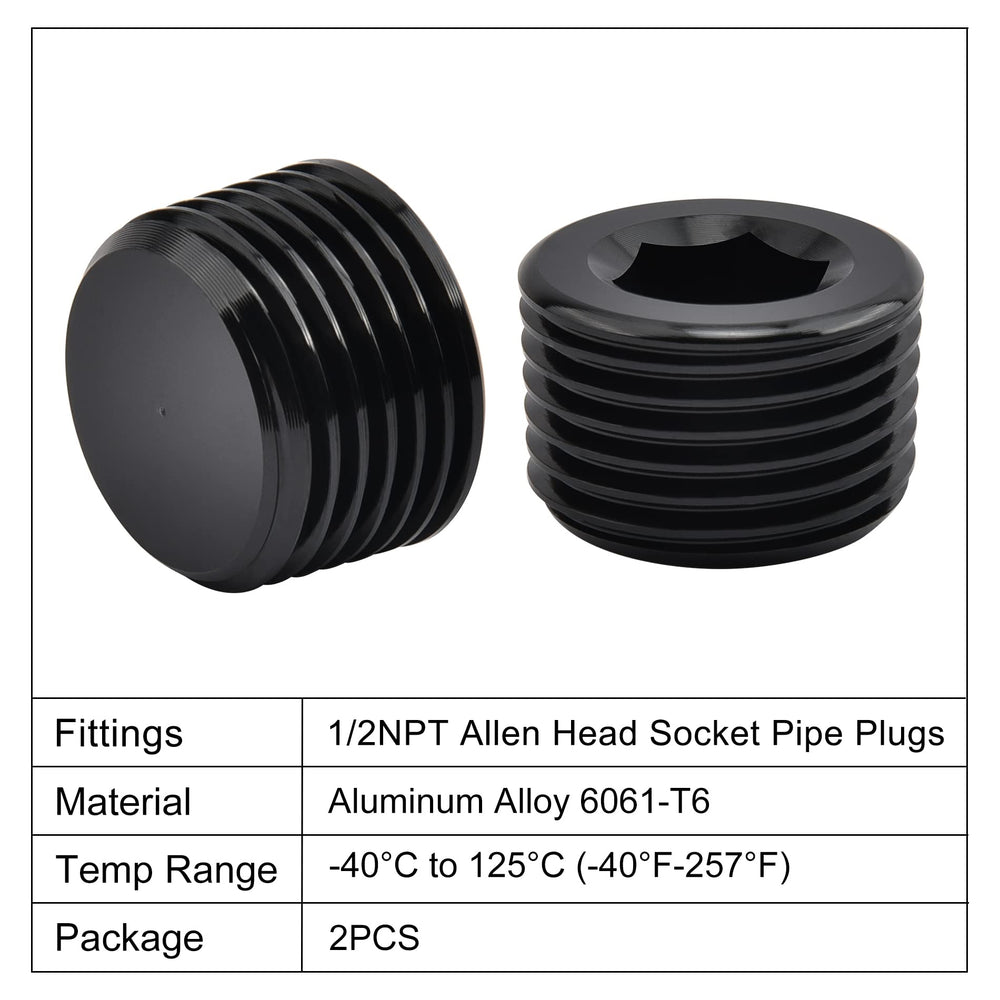 EVIL ENERGY half-NPT aluminum Allen plug, close-up of black anodized finish