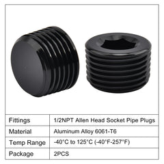EVIL ENERGY half-NPT aluminum Allen plug, close-up of black anodized finish