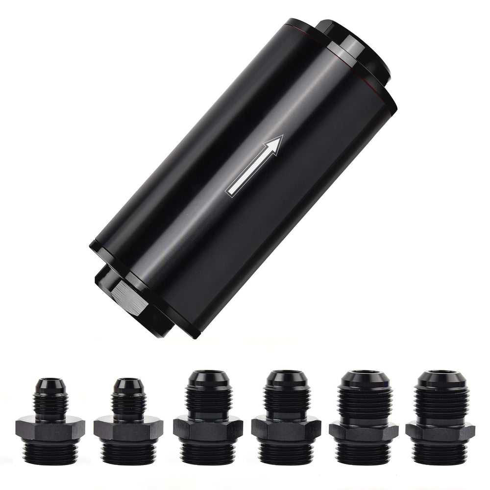 EVIL ENERGY inline fuel filter 100 micron body captures debris to protect the fuel path.