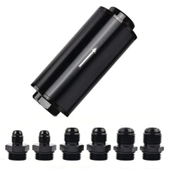 EVIL ENERGY inline fuel filter 100 micron body captures debris to protect the fuel path.