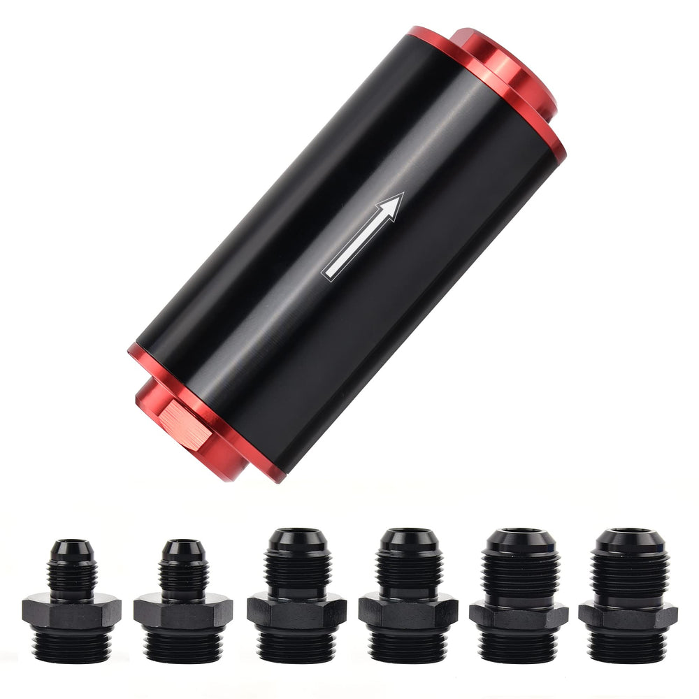 EVIL ENERGY inline fuel filter 100 micron protects the fuel system from contaminants.