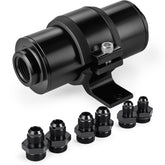 EVIL ENERGY inline fuel filter with 6AN adapter for versatile fuel system protection.