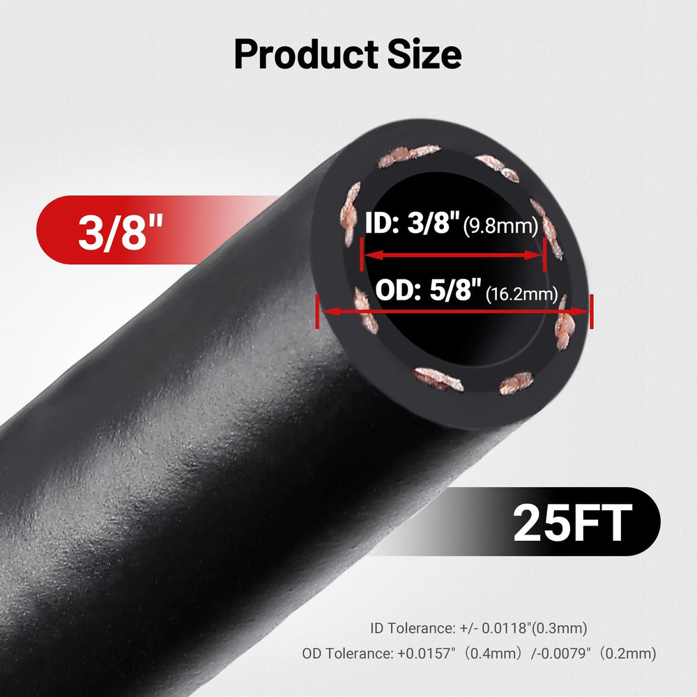 EVIL ENERGY hose cross-section reveals NBR inner layer with NBR+PVC outer and reinforced braid.