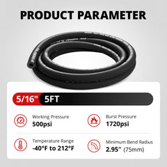 EVIL ENERGY NBR reinforced hose demonstrates E85 compatibility for flexible fuel routing.