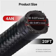 EVIL ENERGY nylon braided 4AN hose 0.22 inch ID, durable and flexible