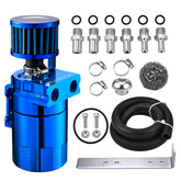 EVIL ENERGY oil catch can blue, front view, helps manage crankcase vapors