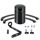 EVIL ENERGY oil catch can on F-150 side view reduces oil vapor intrusion.